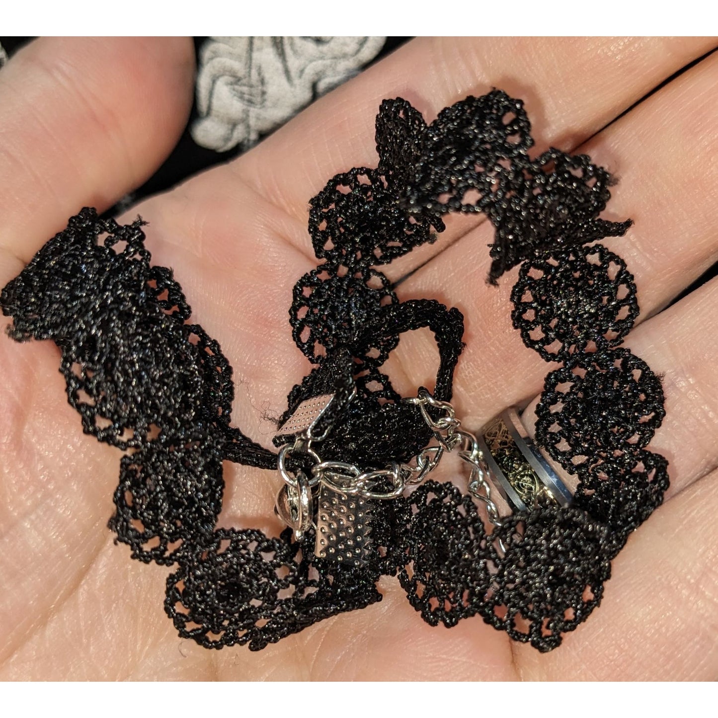 Black Crochet Lace Choker Necklace With Adjustable Lobster Clasp 13 Inches + 3 Inch Extender Gothic Vintage-Inspired Jewelry