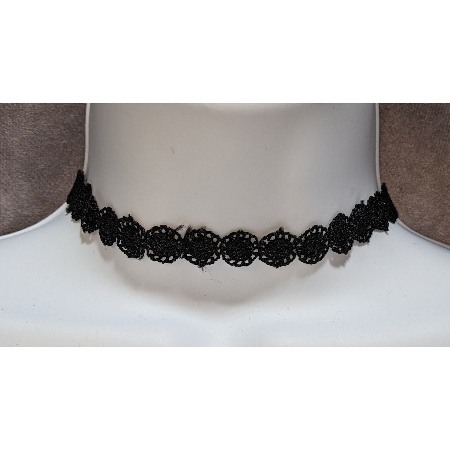 Black Crochet Lace Choker Necklace With Adjustable Lobster Clasp 13 Inches + 3 Inch Extender Gothic Vintage-Inspired Jewelry