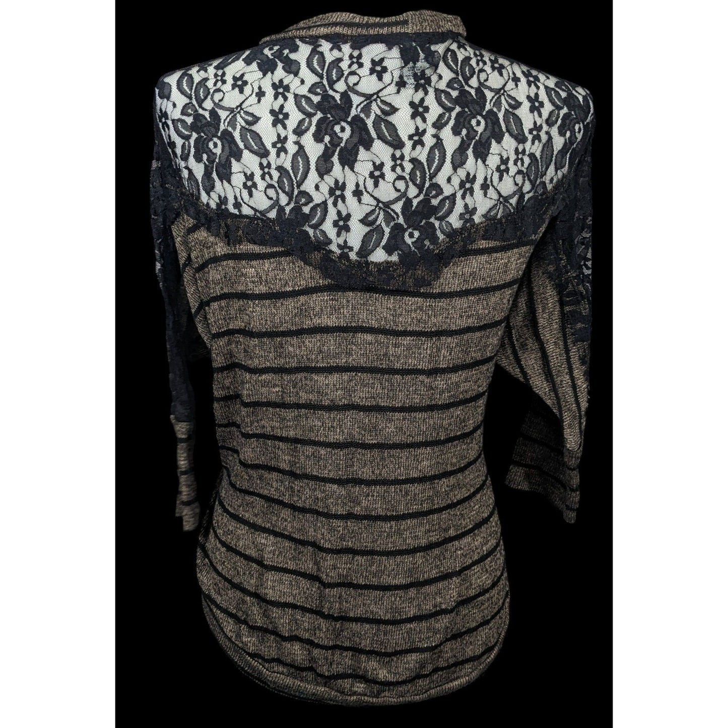 Retro Preppy Black And Brown Lace Cardigan by American Rag