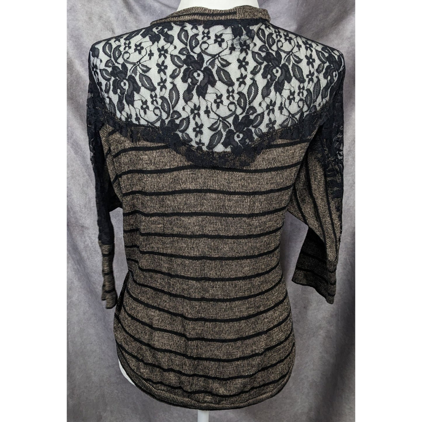 Retro Preppy Black And Brown Lace Cardigan by American Rag