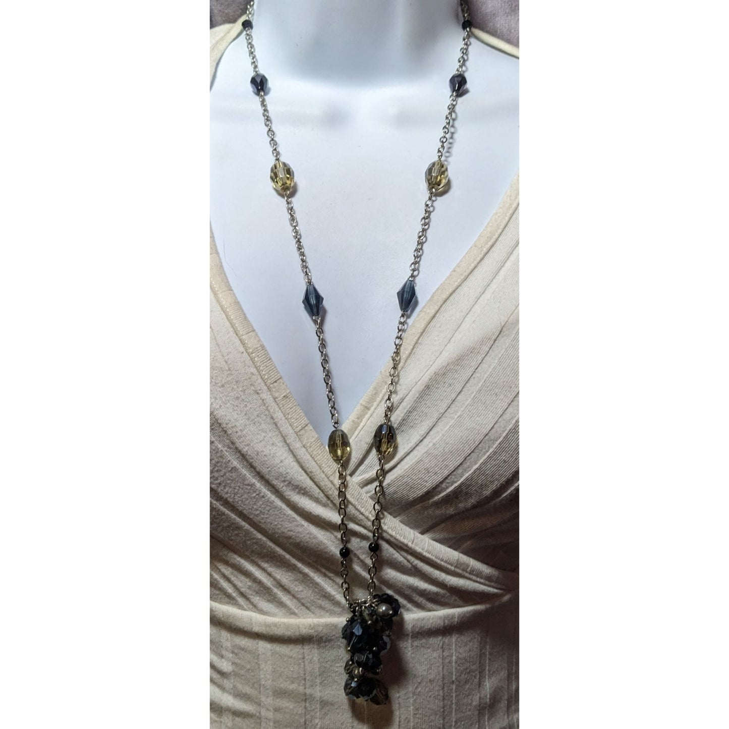 Lia Sophia Glass Beaded Cluster Station Necklace