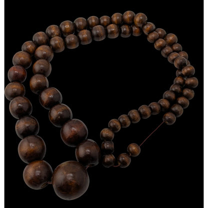 Vintage Handmade Brown Wooden Bead Necklace