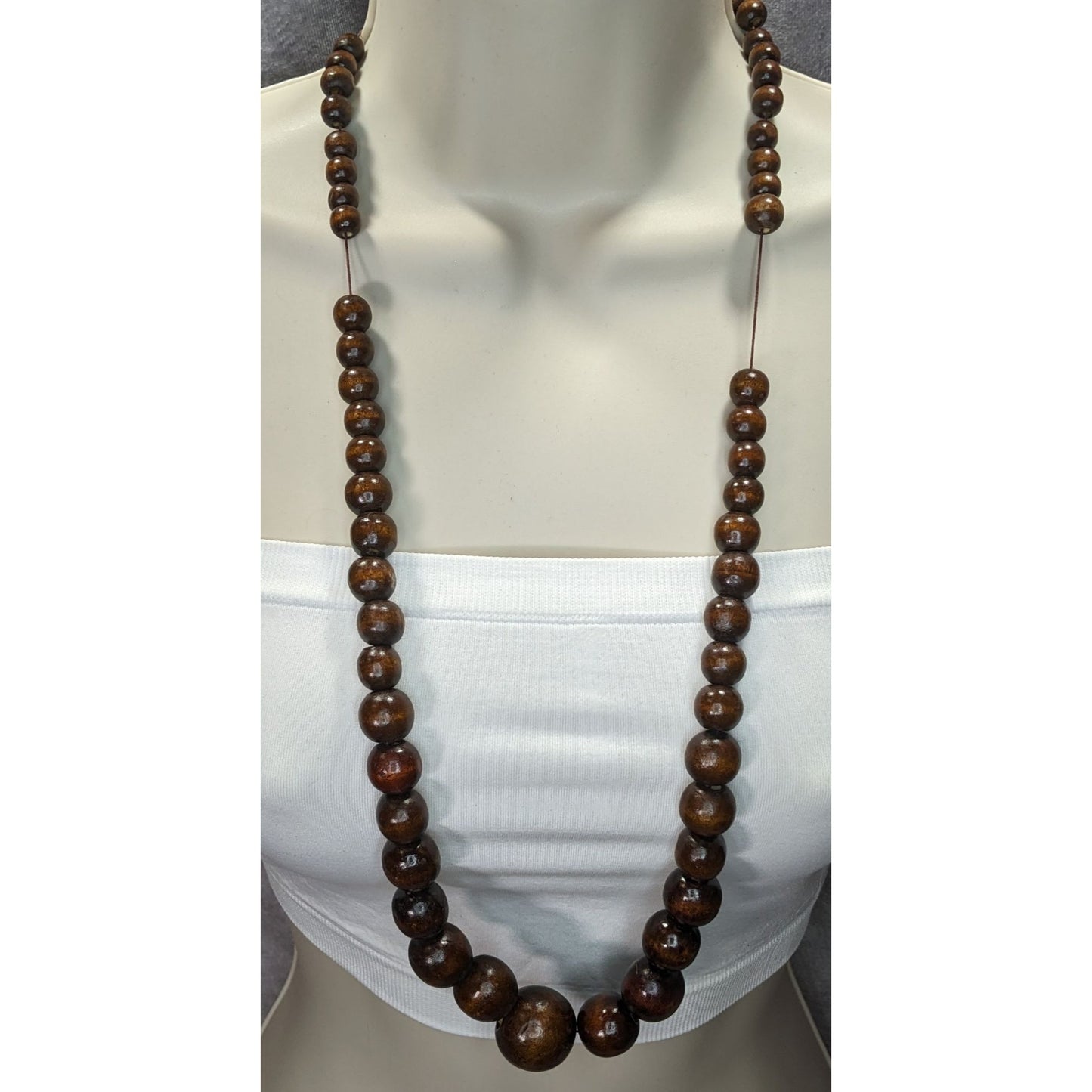 Vintage Handmade Brown Wooden Bead Necklace