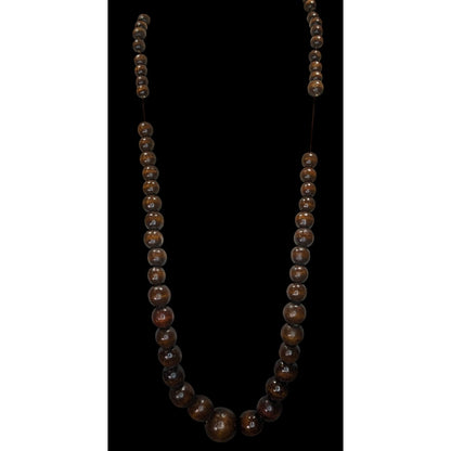 Vintage Handmade Brown Wooden Bead Necklace