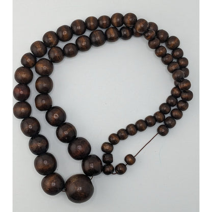 Vintage Handmade Brown Wooden Bead Necklace