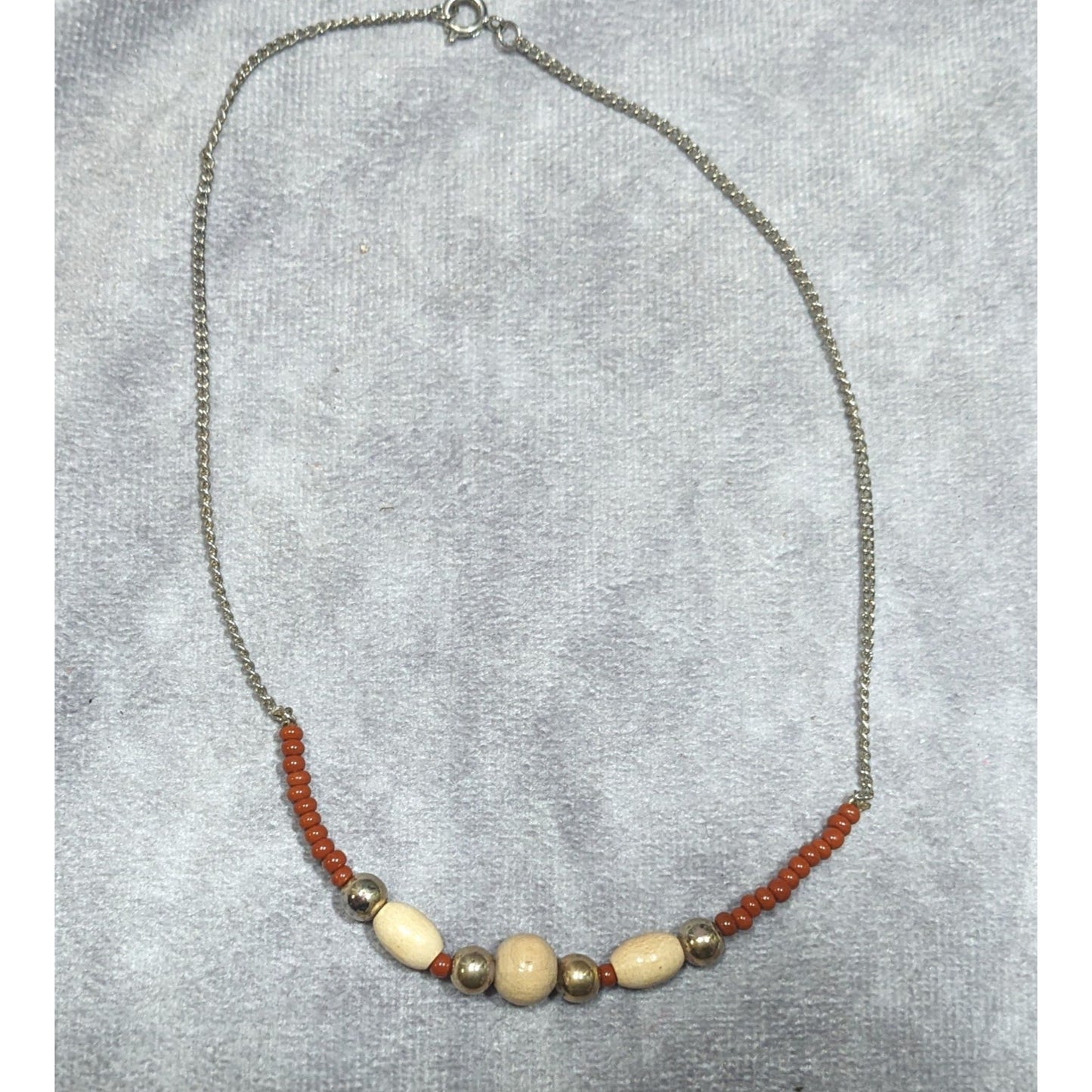 Simple Bohemian Wood And Glass Beaded Necklace