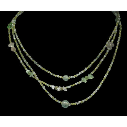 Nature Inspired Green Glass Layered Beaded Necklace