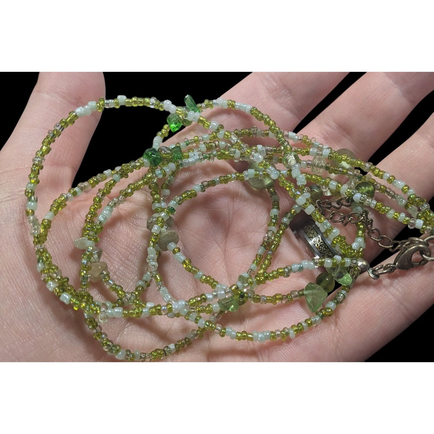 Nature Inspired Green Glass Layered Beaded Necklace