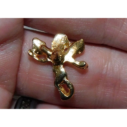 Vintage Victorian Style Gold Tone Cherub Lapel Pin