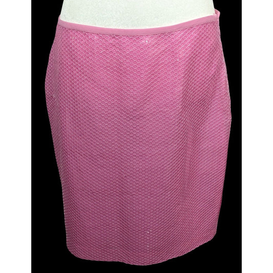 Vintage Carole Little Pink Silk Sequin Mini Skirt