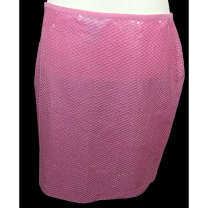 Vintage Carole Little Pink Silk Sequin Mini Skirt