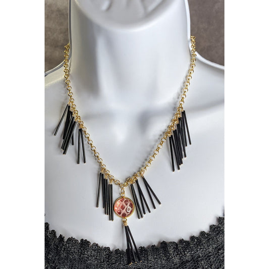 Whimsical Fantasy Dragon Scale Necklace With Spikey Fringe