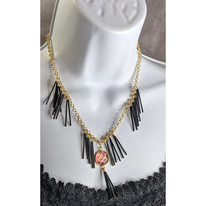 Whimsical Fantasy Dragon Scale Necklace With Spikey Fringe