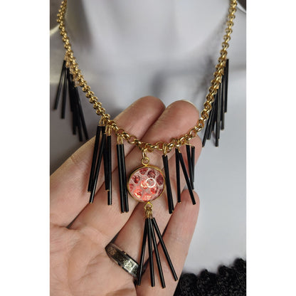 Whimsical Fantasy Dragon Scale Necklace With Spikey Fringe