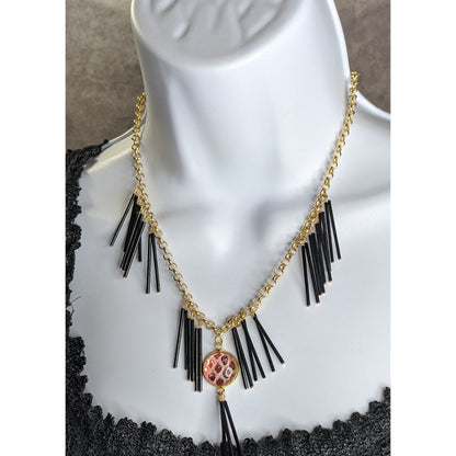 Whimsical Fantasy Dragon Scale Necklace With Spikey Fringe