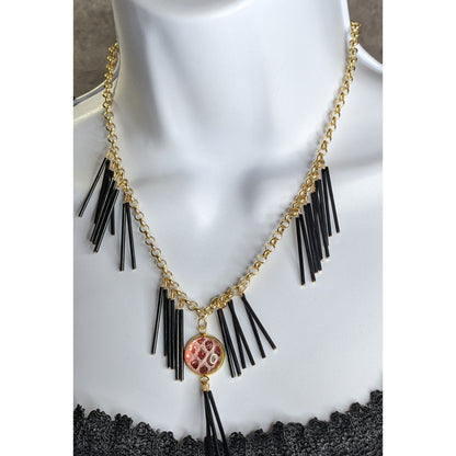 Whimsical Fantasy Dragon Scale Necklace With Spikey Fringe