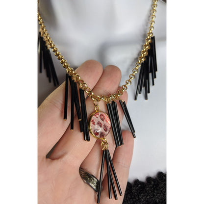 Whimsical Fantasy Dragon Scale Necklace With Spikey Fringe