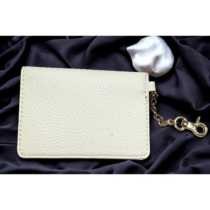 Mini White Pebbled Leather Wallet