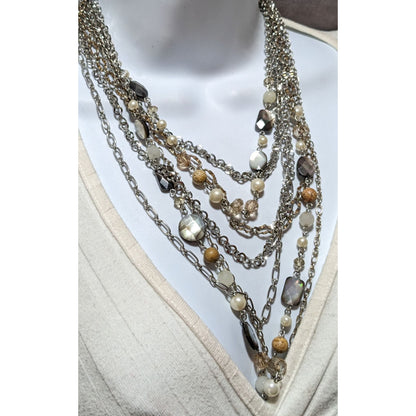 Multilayer Gemstone Chain Necklace