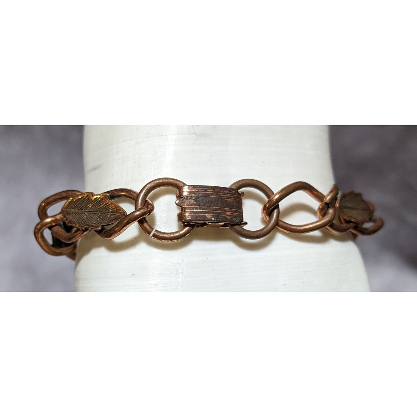 Vintage 1950s Copper Leaf Link Bracelet