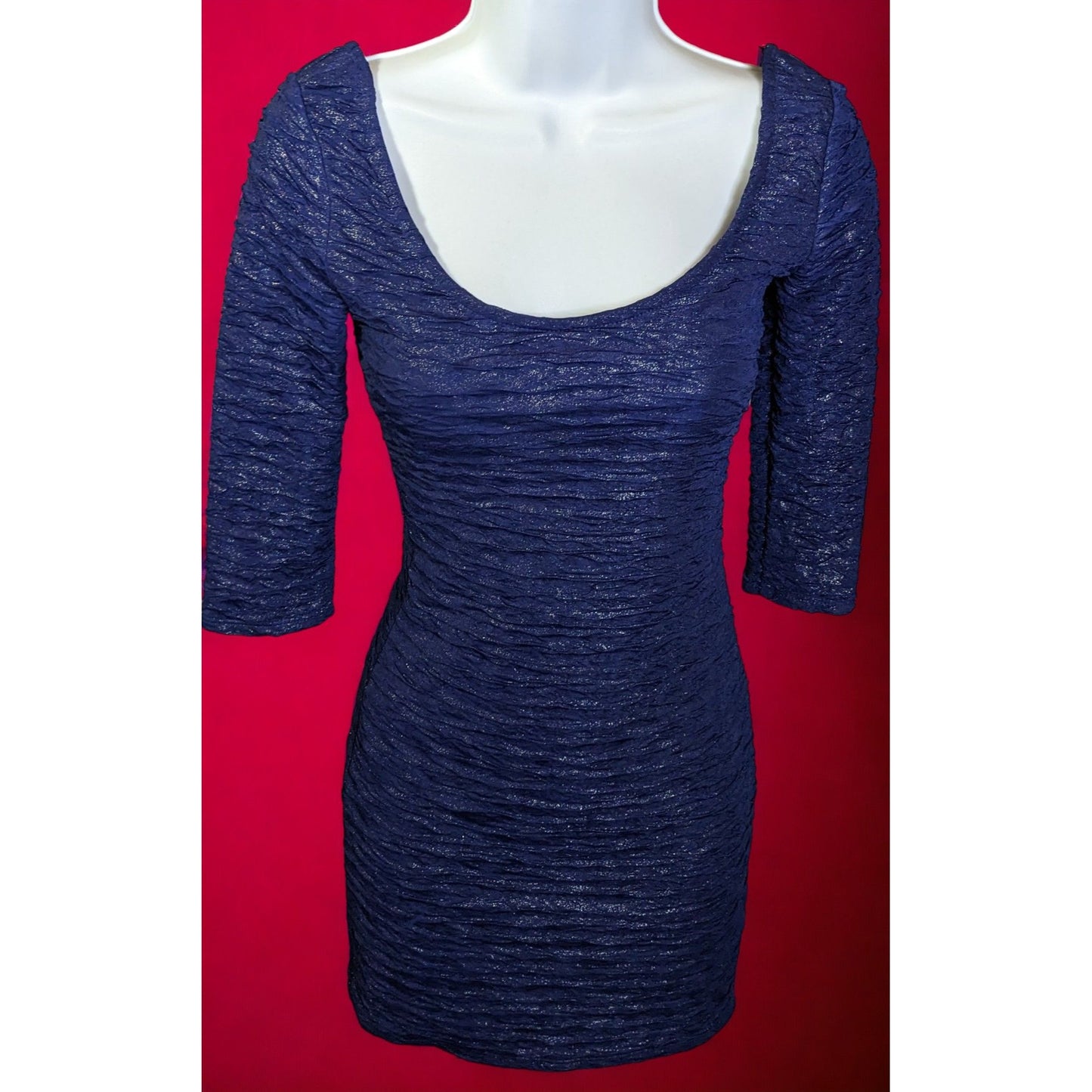 Material Girl Navy Shimmer Bodycon Dress