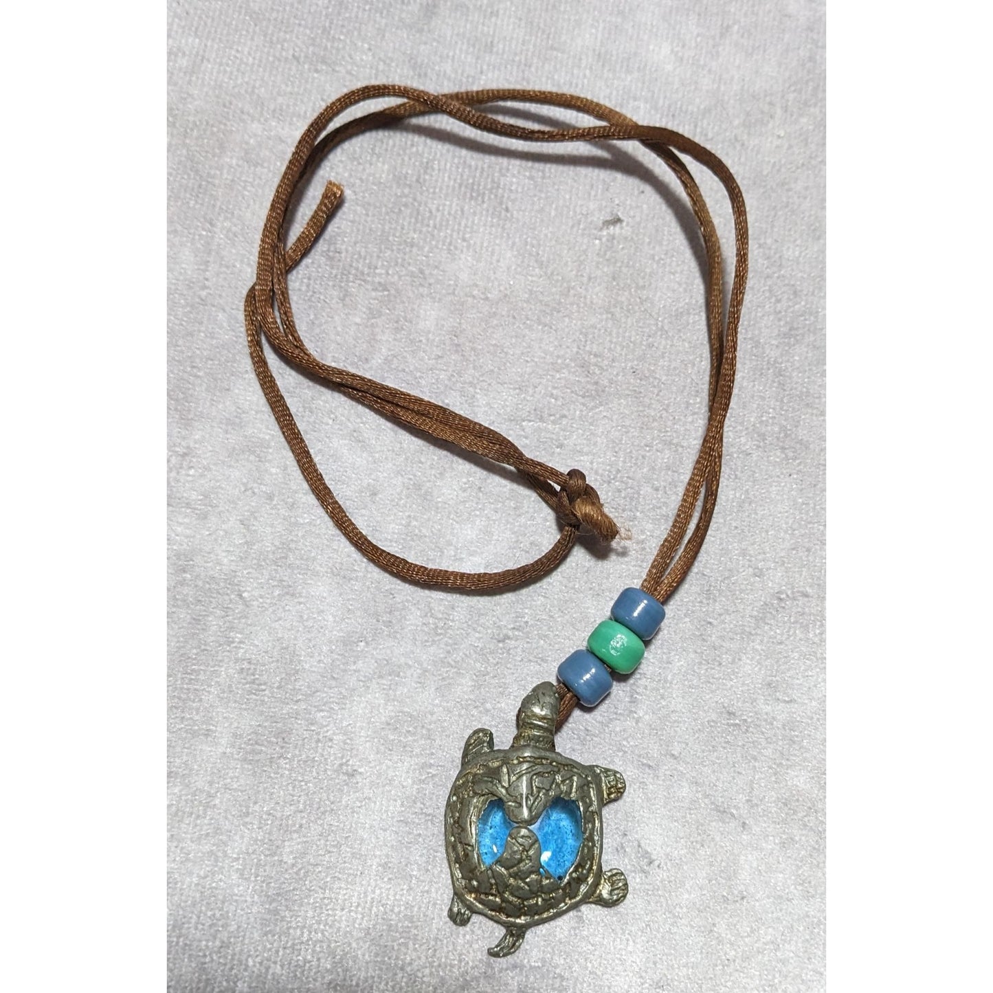 Blue Glass Turtle Necklace