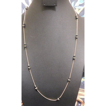 Vintage Simple Elegant Black And Gold Tone Station Necklace