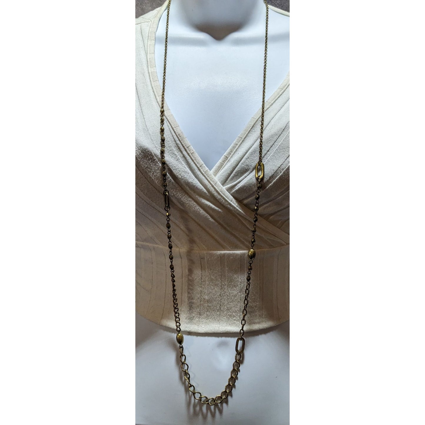 Retro Gold Abstract Beaded Link Necklace