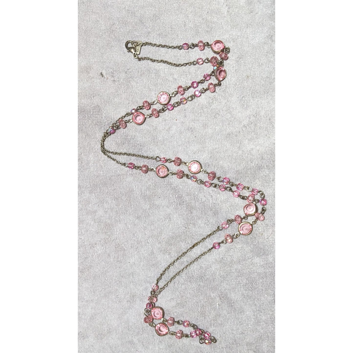 1928 Pink Gemmed Opera Length Necklace