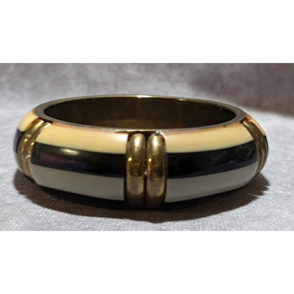 Vintage MNG By Mango Brass Striped Lucite Bracelet