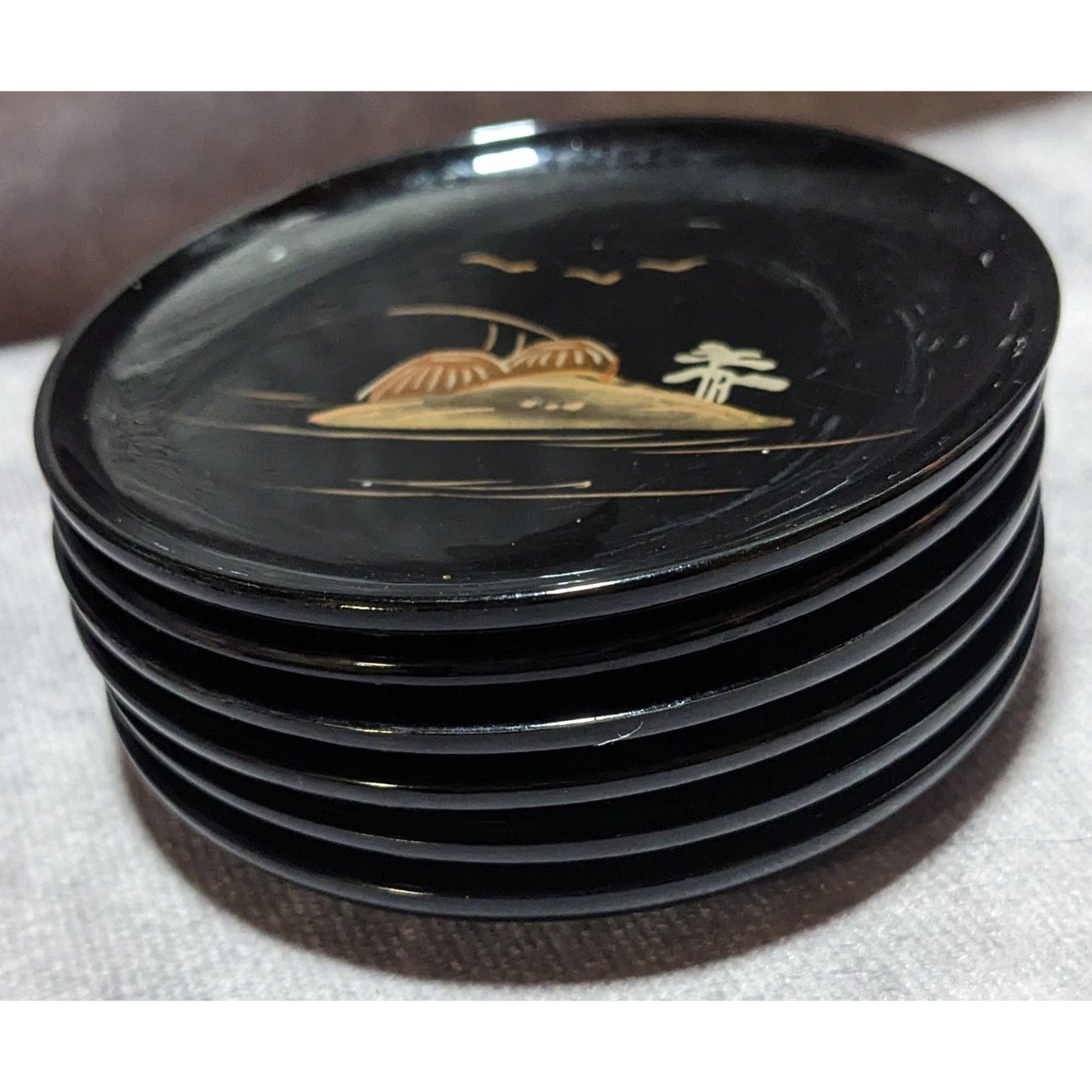 Vintage Japanese Hand Painted Coasters (6)