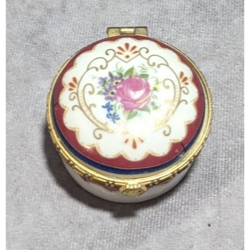 Vintage Floral Porcelain Trinket Box