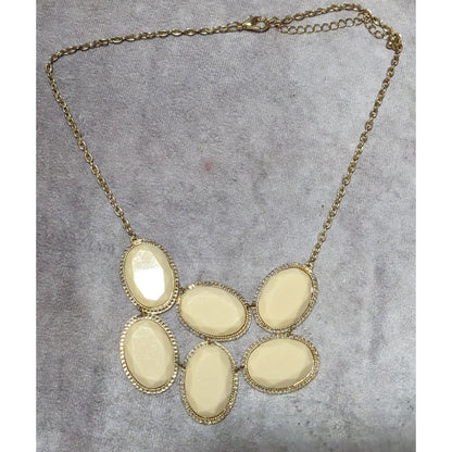 Retro Preppy Cream Gemmed Statement Necklace