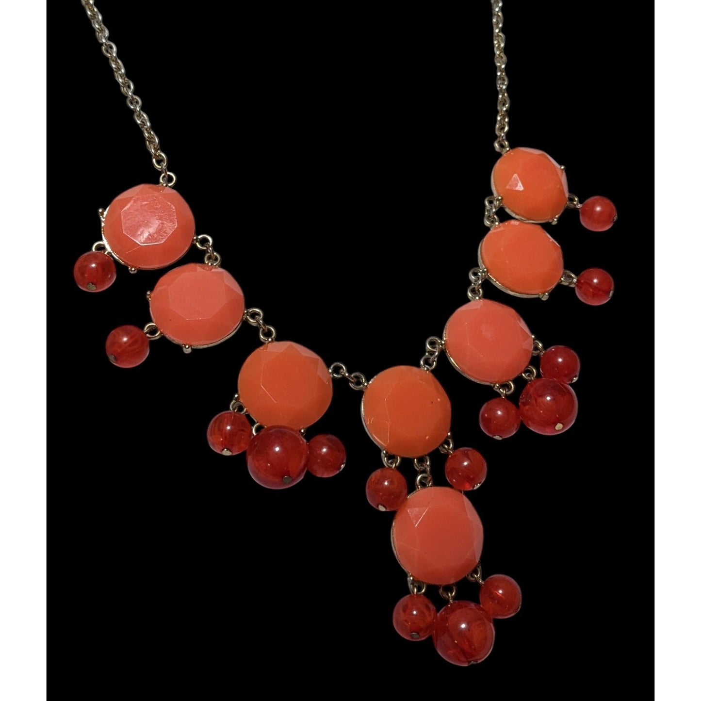 Y2K Orange And Red Gemmed Statement Necklace