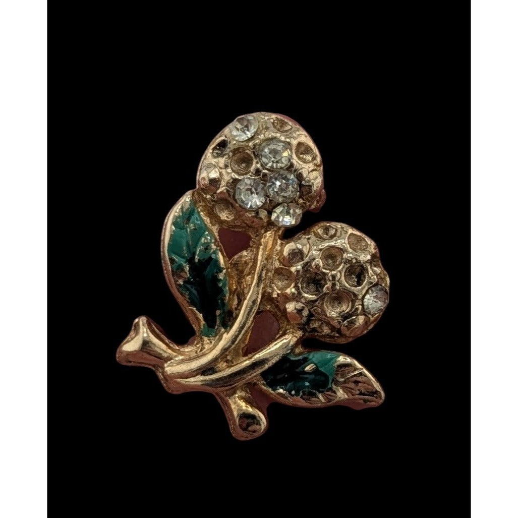 Vintage Dainty Floral Rhinestone Brooch (Missing Some Stones)