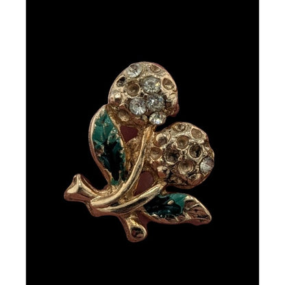 Vintage Dainty Floral Rhinestone Brooch (Missing Some Stones)