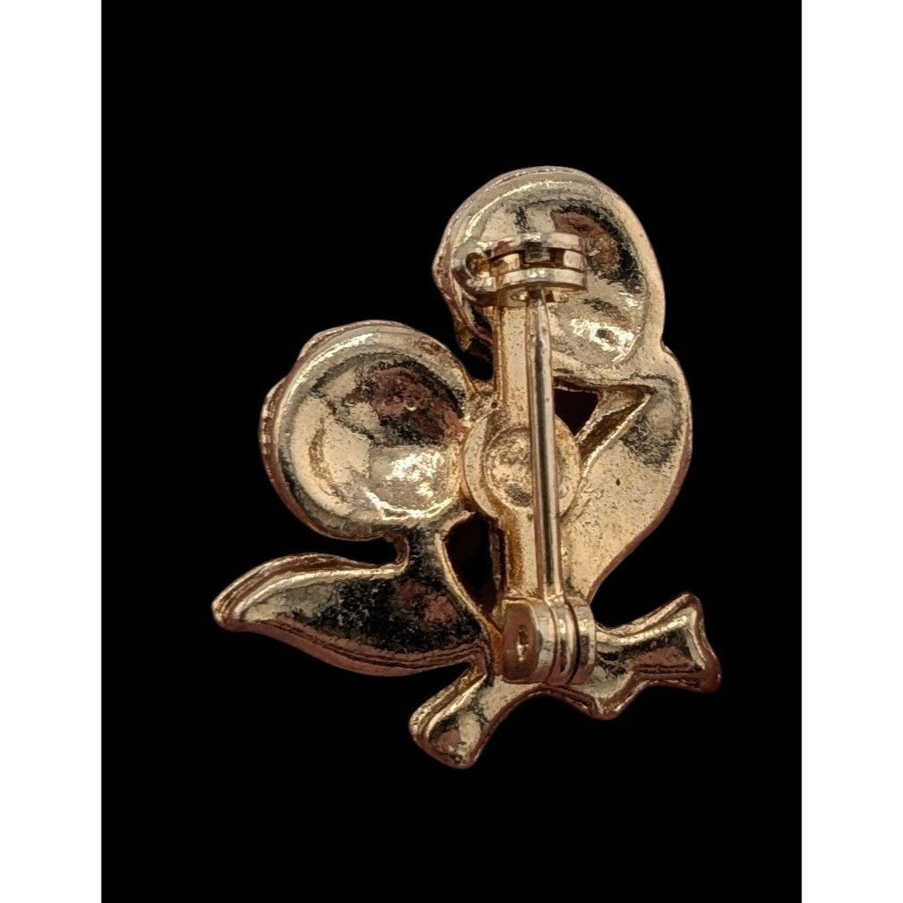 Vintage Dainty Floral Rhinestone Brooch (Missing Some Stones)