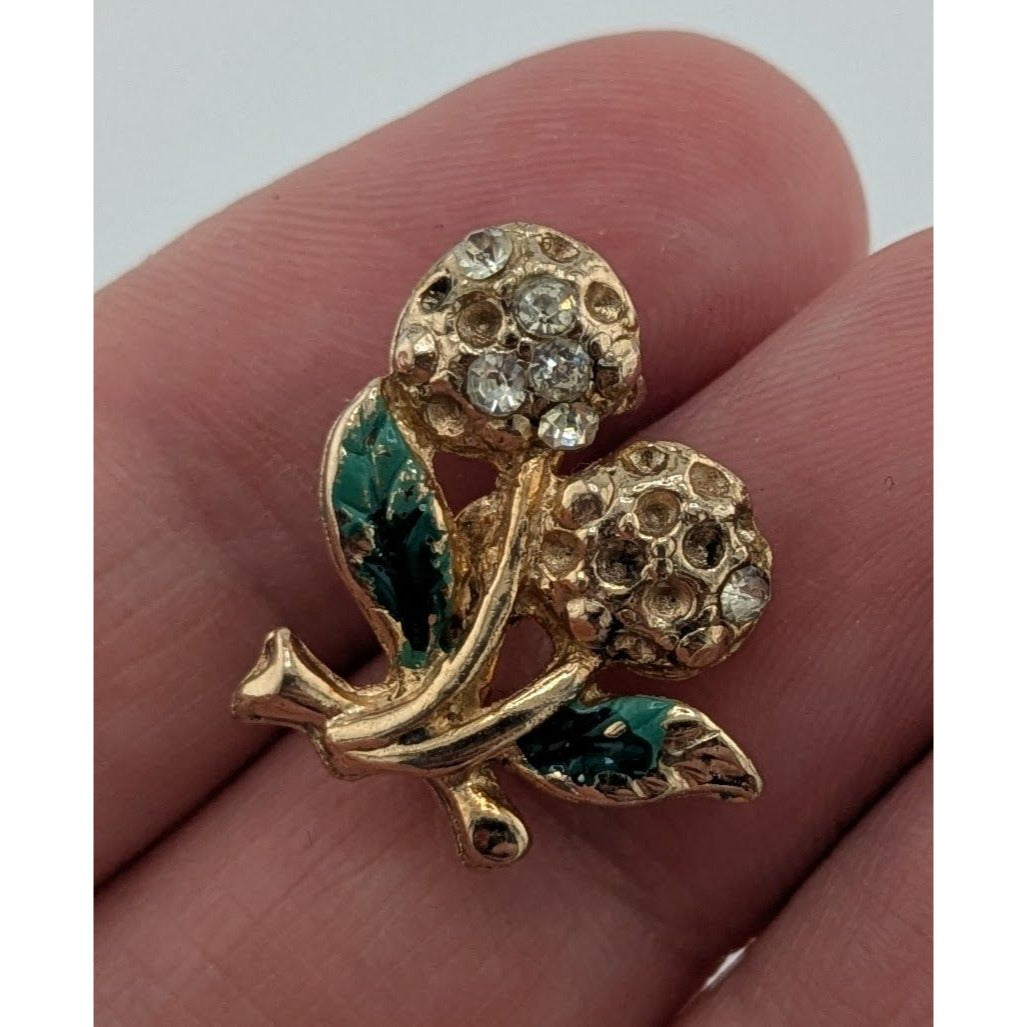 Vintage Dainty Floral Rhinestone Brooch (Missing Some Stones)