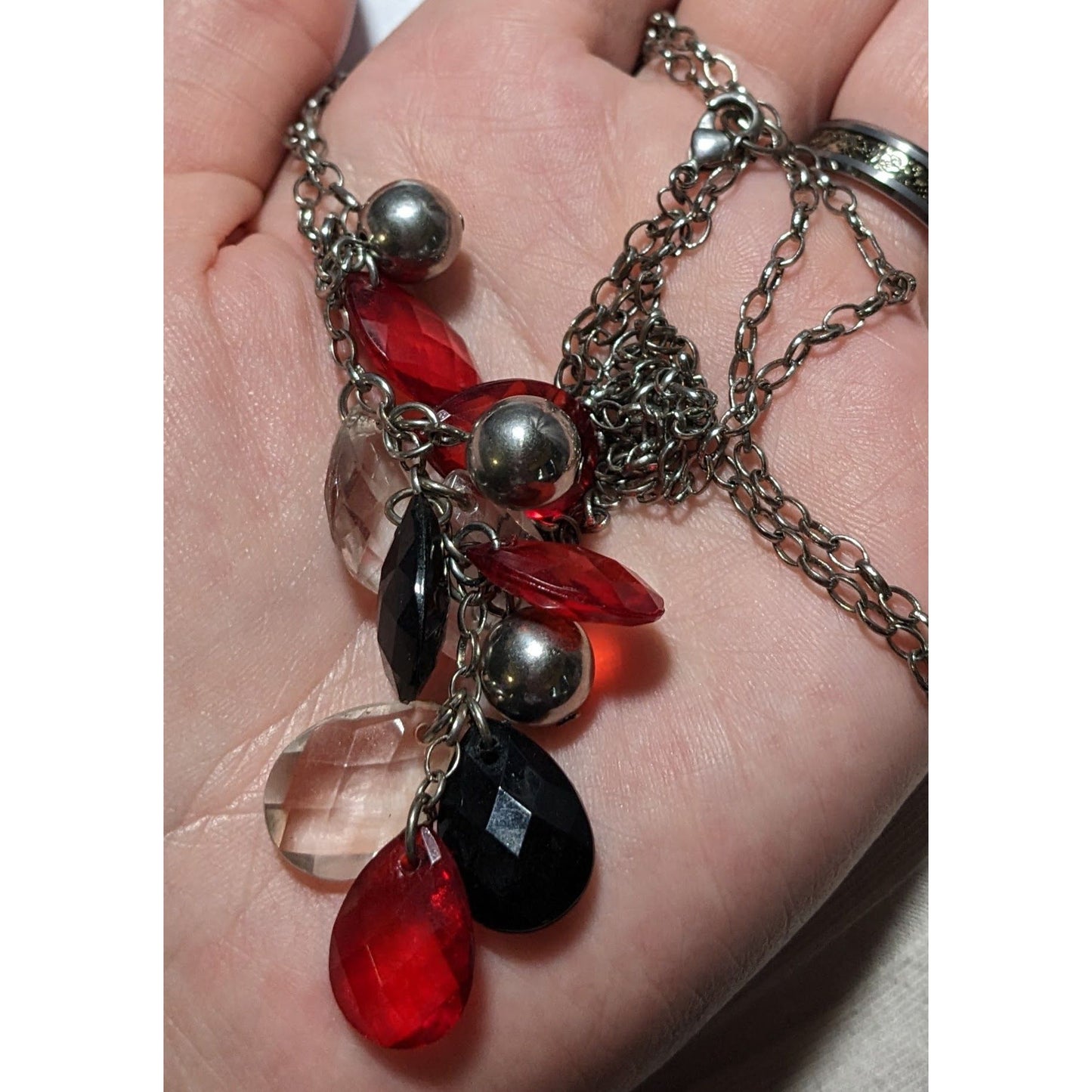 Gothic Vampire Gem Cluster Necklace