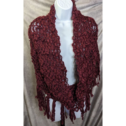 Charming Charlie Wine Fringe Infinity Scarf