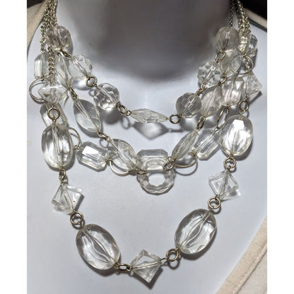 Clear Chunky Gemmed Multilayer  Necklace