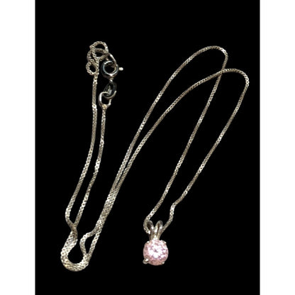 Sterling Pink Cubic Zirconia Pendant Necklace