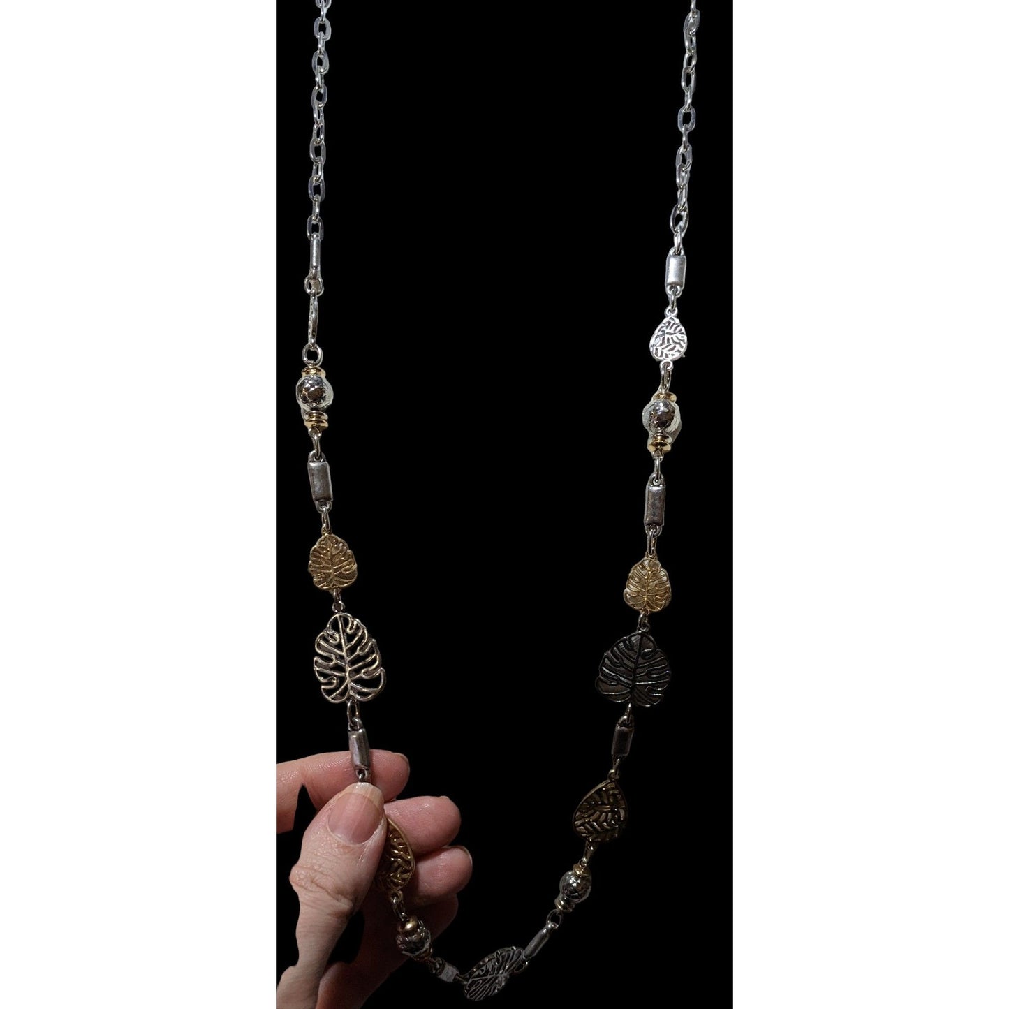 Ruby Rd Silver And Gold Leaf Charm Necklace