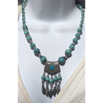 Bohemian Style Turquoise Feather Tassel Necklace