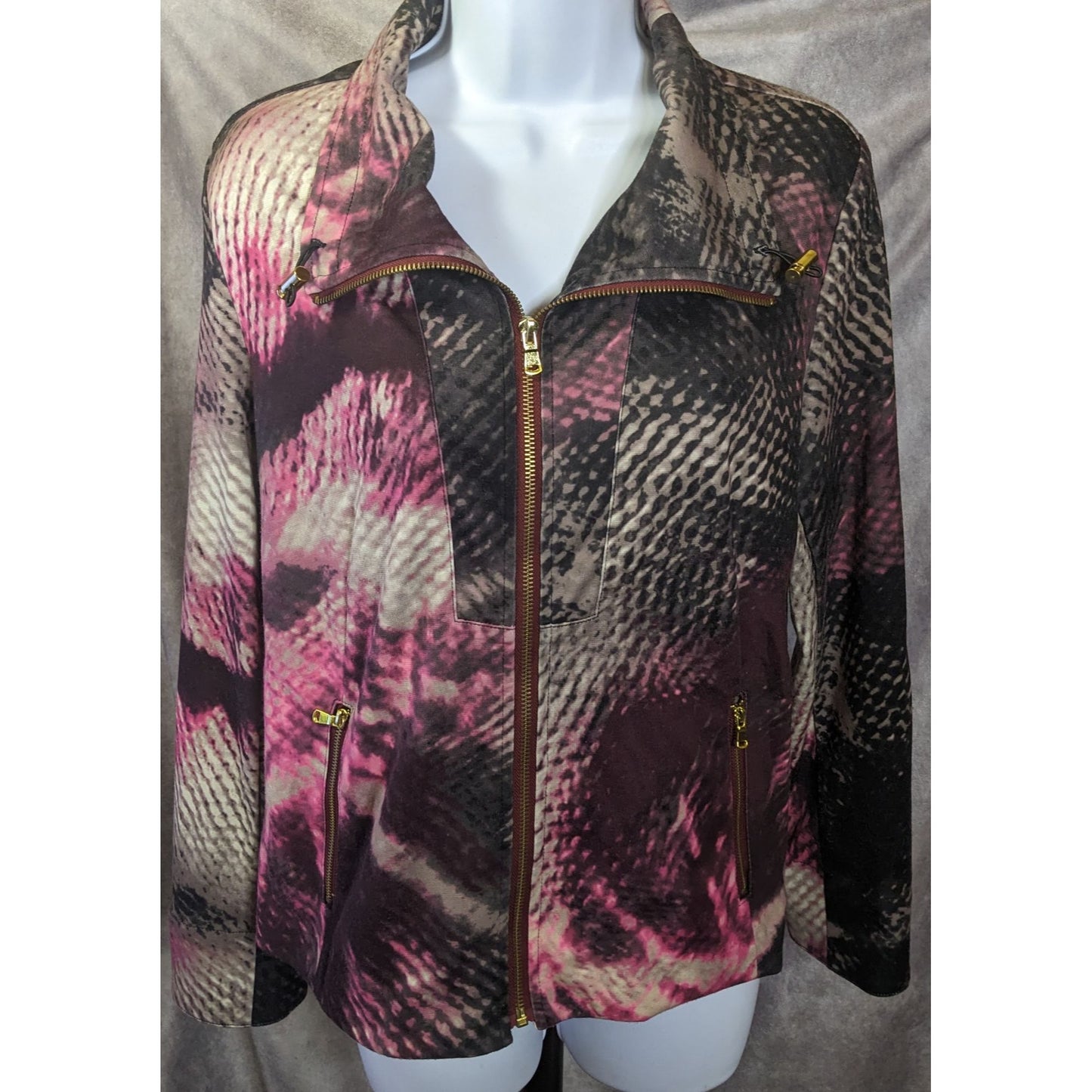 Erin London Pink And Black Snake Print Jacket