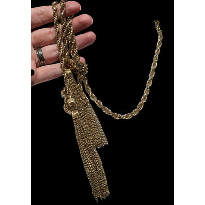 Vintage Gold Chain Knotted Tassel Necklace