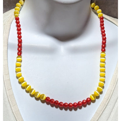 Red And Yellow Cat Eye Necklace