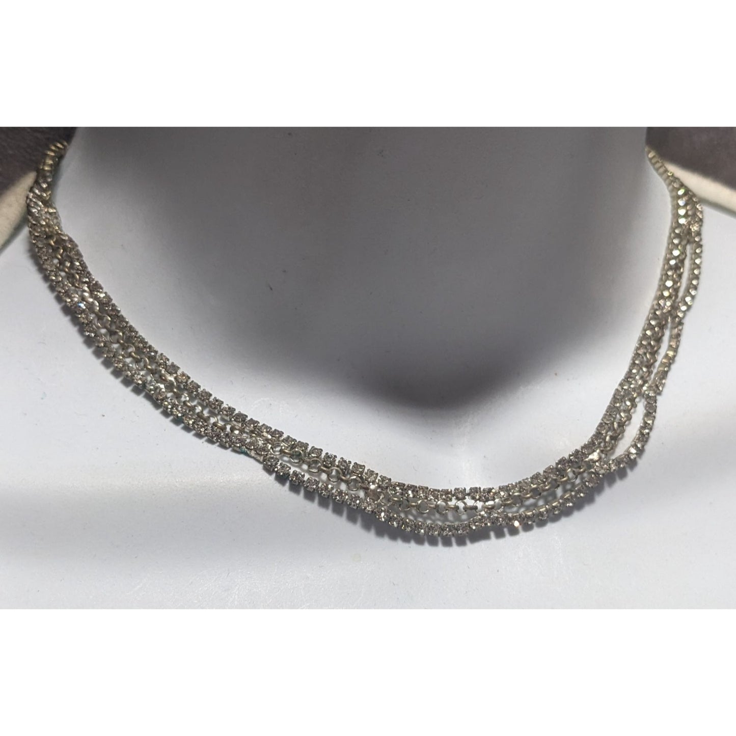 Claire's Silver Multilayer Rhinestone Necklace