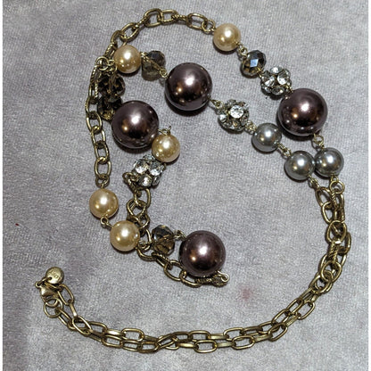 Glam Pearl Ann Taylor Loft Chain Beaded Necklace