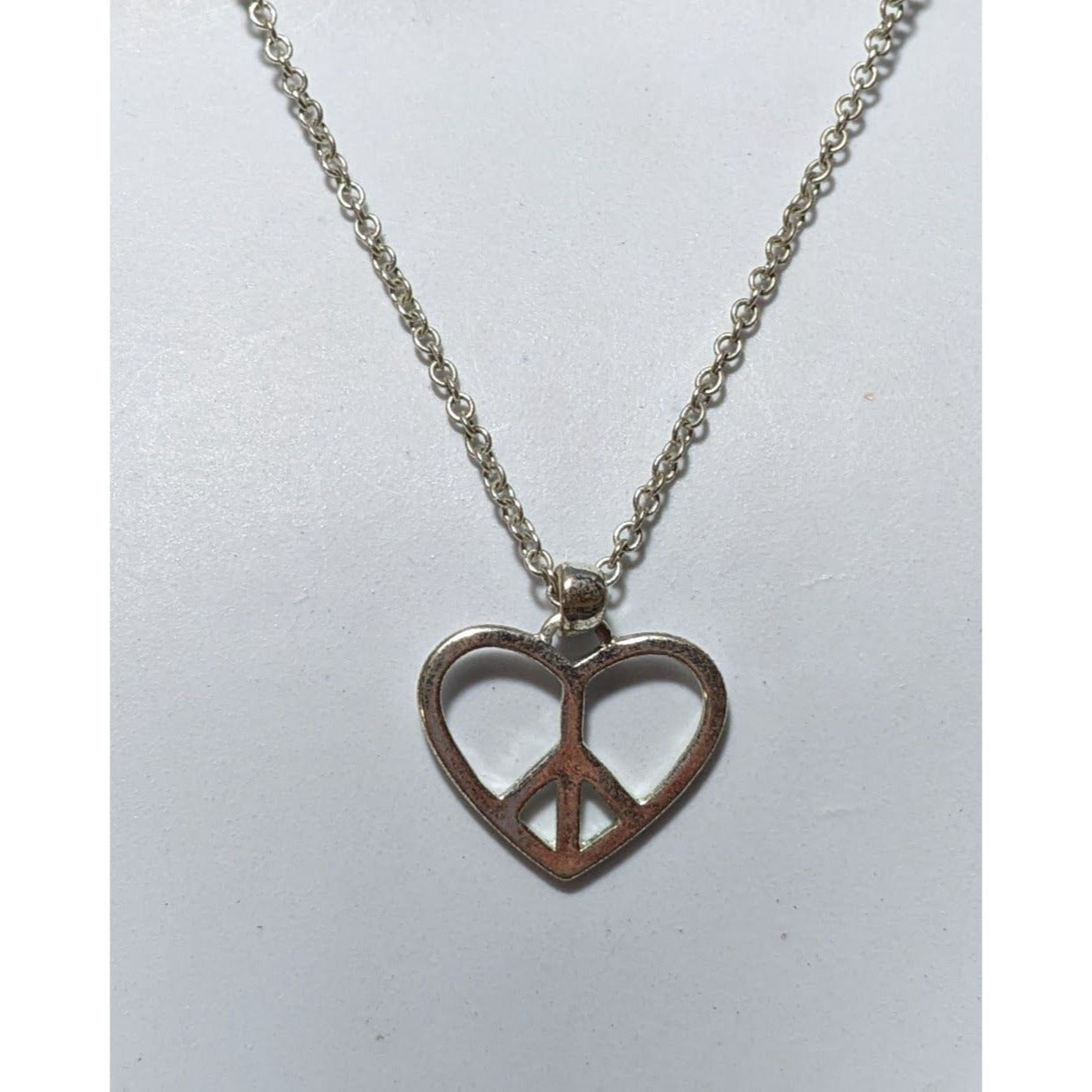 Silver Peace Heart Necklace